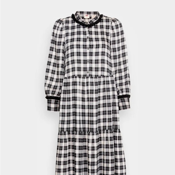levi’s farah midi gigham plaid ruffle dress - Picture 2 of 7